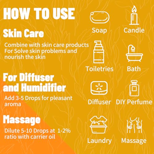 Essential Oils for Diffuser for Home, Top 5 Aromatherapy Oils,Candle&Soap Making,10ml（Orange, Lavender, Peppermint, Eucalyptus, Tea Tree） - color: White
