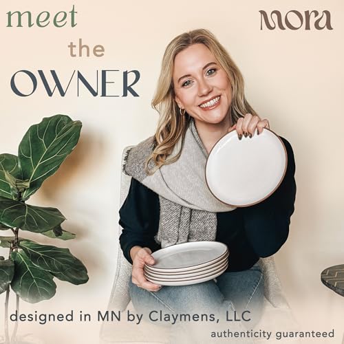 Mora Ceramic Plates Set, 7.8 in - Set of 6 - The Dessert, Salad, Appetizer, Small Dinner etc Plate. Microwave, Oven, and Dishwasher Safe, Scratch Resistant. Kitchen Porcelain Dish - Vanilla White - color: Vanilla White