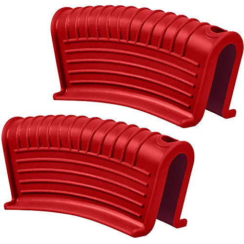 Silicone Assist Handle Holder, Hot Skillet Handle Covers Pot Grip Handle Sleeve Cast Iron Skillets Non-Slip Heat Resistant Pan Grip Cover for Cast Iron Woks Frying Pans Griddles Skillets (Red) - size: Red-2 Pack