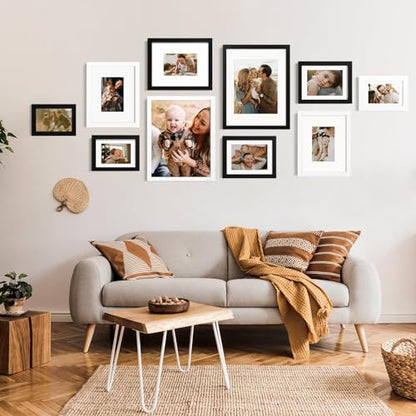 5x7 Picture Frame Black, Solid Wood Frames 5x7 with Acrylic Plexiglass for Pictures 4x6 With Mat,Tabletop and Wall Display, 5 x 7 Picture Frame Set of 4 - color: Black, size: 5x7