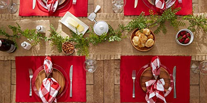 DII Basic Everyday Ribbed Tabletop 100% Cotton, Placemat Set, 13x19, Tango Red, 6 Piece - color: Tango Red, size: 13x19"