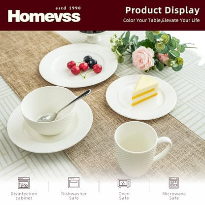 HomeVss, New Bone China Dinnerware Set, Embossed Diamond Design, 20pc Set - color: Diamond, size: Service for 4 - 20pc Set