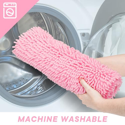Pink Bathroom Rugs Sets 3 Piece Washable, Luxury ，Chenille Bath Mat Set, Soft Plush Anti-Slip Rectangular Bath， Rug Super Absorbent.3 Pieces Bathroom (Pink, 32"x20"+24"x16"+U Shape 20"x20") - color: Pink, size: 32"x20"+24"x16"+U Shape 20"x20"