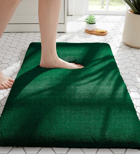 MINIDEAR Bathroom Rugs 24x17 Dark Green - Thick Memory Foam Bath Mat, Ultra Soft & Plush Non-Slip, Quick Dry, Absorbent Washable Floor Microfiber Mat for, Home Decor Accessories - color: Dark Green(blackish Green), size: 1'5" x 2' (24x17)