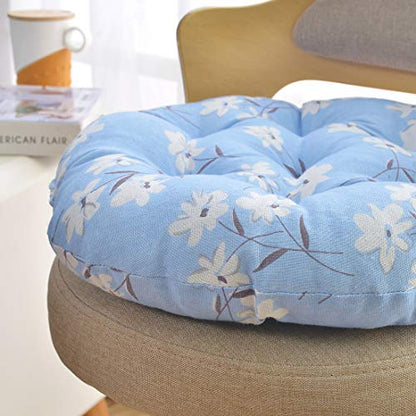 vctops Bohemian Soft Round Chair Pad Garden Patio Home Kitchen Office Seat Cushion Flower Blue Diameter 16" - color: Flower Blue, style: Diameter 16 Inch