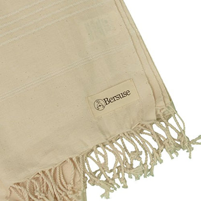 Bersuse Towels Anatolia XL Beach Blanket Throw Blanket Turkish Towel 100% Cotton Extra-Large Quick-Dry Lightweight Premium Peshtemal Towel - 61x82 Inches, Natural - color: Natural