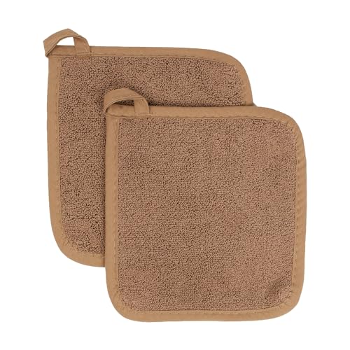 RITZ Terry Potholder & Hot Pad: Unparalleled Heat Resistant, Durable 100% Cotton – Ergonomically Designed for Optimal Grip – Easy-Care Machine Washable – 2-Pack, Copper - color: Copper, size: 2-Pack