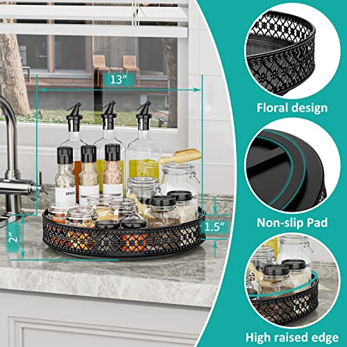 Ovicar Lazy Susan Organizer Turntable - 11 inch Rotating Spice Rack Metal Lazy Susan for Cabinet Pantry Kitchen Countertop Dining Table Cupboard Bathroom Refrigerator Vanity Black - color: 11 Inch Black