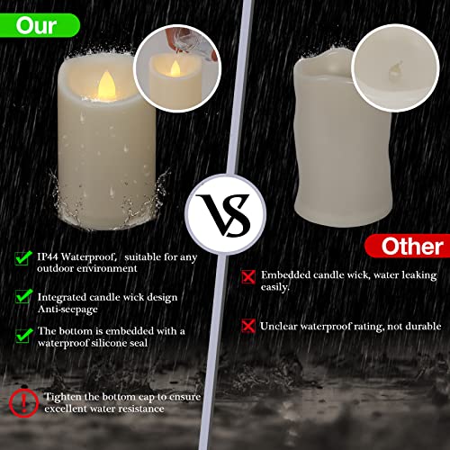 Waterproof Flameless Candles with Remote and Timers, Outdoor Indoor Flickering Battery Operated LED Pillar Candles, Ivory Plastic, Long-Lasting, Set of 6（D3 X H6） - color: 6 Pack-D3"x H6"