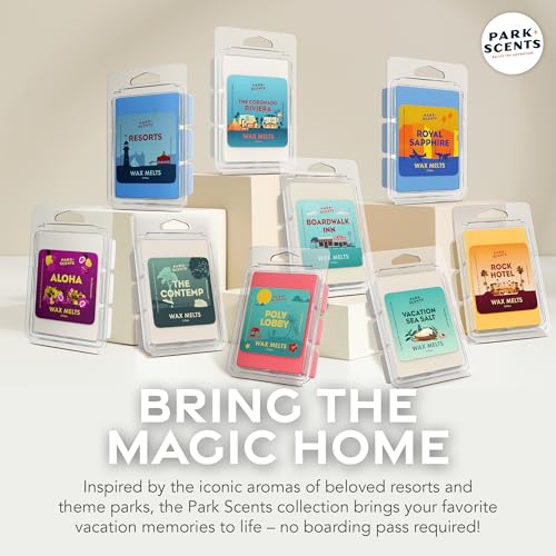 Boardwalk Inn – Theme Park Resort Inspired Luxury Hotel Candle Wax Melts – Bergamot Thyme Chrysanthemum Jasmine White Tea Wax Cubes – Birthday Gifts for Women, Sister, Hostess (3 Pack)