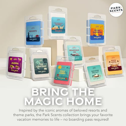 Boardwalk Inn – Theme Park Resort Inspired Luxury Hotel Candle Wax Melts – Bergamot Thyme Chrysanthemum Jasmine White Tea Wax Cubes – Birthday Gifts for Women, Sister, Hostess (3 Pack)
