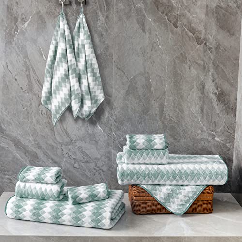 Hand Towels Set 2 Pack-16“x31” Ultra Soft Microfibers Bathroom Towel Set Highly Absorbent Quick Dry Luxury Premium Towel Lightweight Cozy Durable Hand Towel Collection Hotel Spa Gym Kitchen,Green - color: Diamond Green, size: 2 Pack Hand Towels