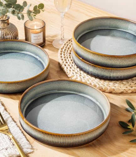7.5" Ceramic Pasta Bowls Set of 4, Salad Bowls | Versatile Serving Bowls for Pasta, Salad, Fruit & Noodles, Housewarming & Wedding Gift, Dusk Blue - color: Dusk Blue, size: 7.5 Inch