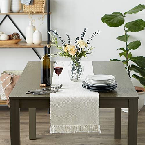 DII Variegated Tabletop Collection, Table Runner3x72, Off-White - color: Off-white, size: Table Runner, 13x72"