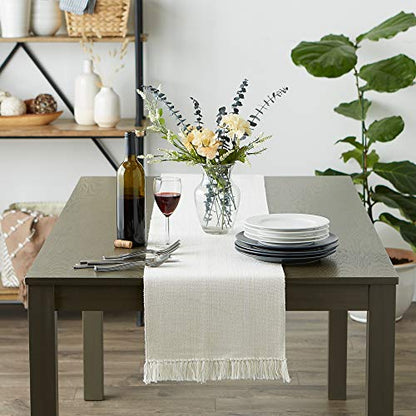 DII Variegated Tabletop Collection, Table Runner3x72, Off-White - color: Off-white, size: Table Runner, 13x72"