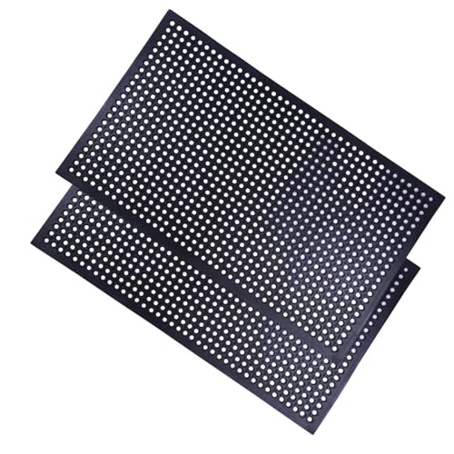 2 Pack Rubber Floor Mats 60”x36” - Heavy-Duty Non-Slip Kitchen Mat & Bar Floor Mat with Drain Holes, Odorless for Entrance, Restaurant, Indoor Outdoor - size: 60"x36" Drain Mats 2Pcs