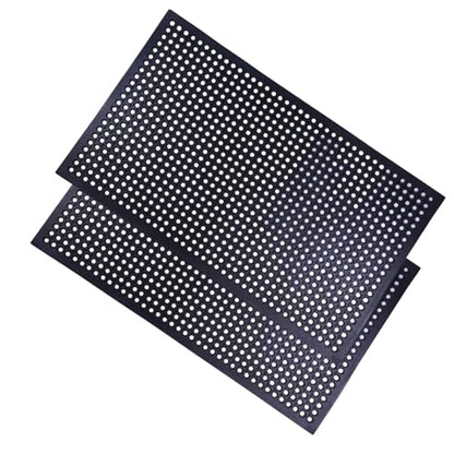 2 Pack Rubber Floor Mats 60”x36” - Heavy-Duty Non-Slip Kitchen Mat & Bar Floor Mat with Drain Holes, Odorless for Entrance, Restaurant, Indoor Outdoor - size: 60"x36" Drain Mats 2Pcs