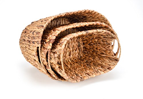 Trademark Innovations Set of 3 Oval Hyacinth Baskets with Iron Wire Frame