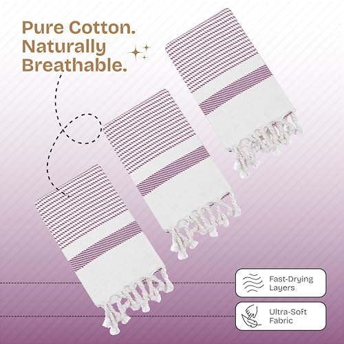 Burgundy Wine Turkish Kitchen Towels 16x26 Inch, 5 Pack, 100% Cotton, Ultra Absorbent, Soft, Fast Dry, Washable, Dish Towel with Tassels for Drying Dishes, Cleaning, Everyday Use - color: Burgundy Wine, style: 5 Pack