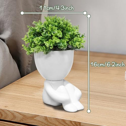 Zerzsy Cute Fake Plants,Home Bedroom Bathroom Office Shelf Office Wall Room Farmhouse Decor Artificial Plants - Set of 1 - color: White-a