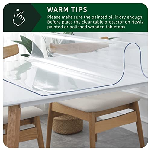 Crystal PVC Table Mat - 1.5mm Thick, 12x48 Inch Clear Table Cover Protector, Rectangular Plastic Desk Pad; Non-Slip, Heat Resistant - color: Clear1.5 Rectangle, size: 12" x 48"