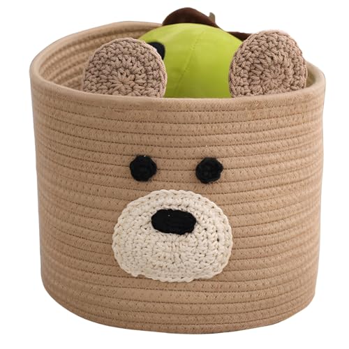 Bear Laundry Baskets Laundry Hamper Storage Baskets with Handles,Decorative Basket for Living room,Woven Storage Basket for Toys Bin Pillows Blankets Clothes (Brown) - color: Brown
