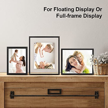 Egofine 5x7 Floating Frames Set of 2, Double Plexiglass Picture Frame, Made of Solid Wood Display Any Size Photo up to 5x7, Wall Mount or Tabletop Standing, Faded Black - color: Faded Black, size: 5x7