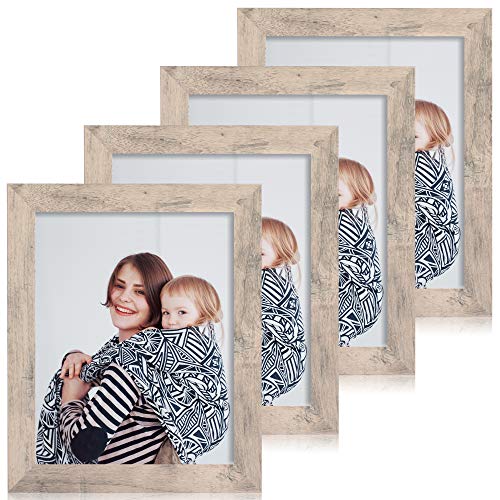 iRahmen 8x10 Picture Frame Set of 4, Smoke Gray Frame with High Definition Real Glass, 8 x 10 Wood Photo Frame for Tabletop Display and Wall Mounting - color: Smoke Gray, size: 8X10