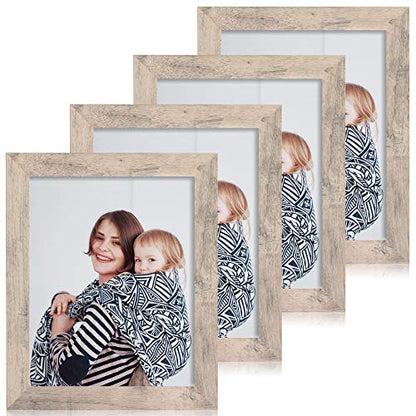iRahmen 8x10 Picture Frame Set of 4, Smoke Gray Frame with High Definition Real Glass, 8 x 10 Wood Photo Frame for Tabletop Display and Wall Mounting - color: Smoke Gray, size: 8X10