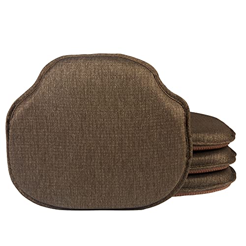 Klear Vu Gripper Omega Non-Slip Windsor Chair Cushions with Skid-Proof Seat Pad for Dining Room, Kitchen, and Office Use, 16x15 Inches, 4 Count (Pack of 1), Chestnut - color: Chestnut, size: 4 Count (Pack of 1)