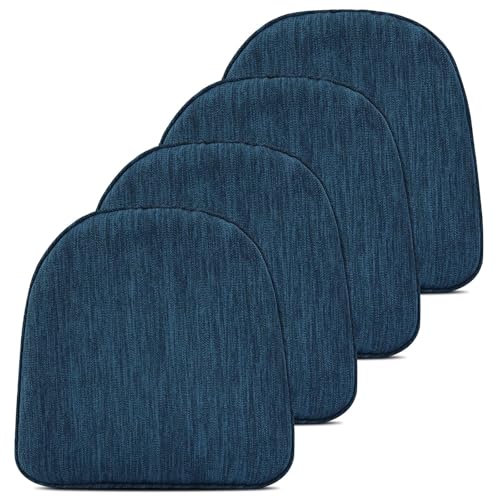 baibu Set of 4 Memory Foam Dual-Layer Design Metal Dining Chair Pads Bar Stool Cushion with Ties for Metal Chairs or Bar Stools - 4 Cushions Only (Dark Blue, 14x14x1.5in) - color: Dark Blue, size: 14x14x1.5 Inch (Pack of 4)