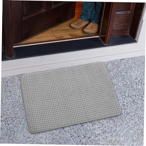 ABOOFAN Chenille Bath Rugs Slip Floor Mat Thick Bathroom Rug Absorbent Kitchen Mat - color: Grey