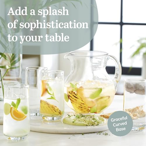 Libbey Ascent Tumbler & Rocks Drinking Glasses Set of 16, Clear Glass Cups | 16.25 oz & 12.25 oz Capacities Glasses for Water, Juice, Cocktails, and More with Curved Design and Dishwasher-Safe Care - color: 01 - Ascent