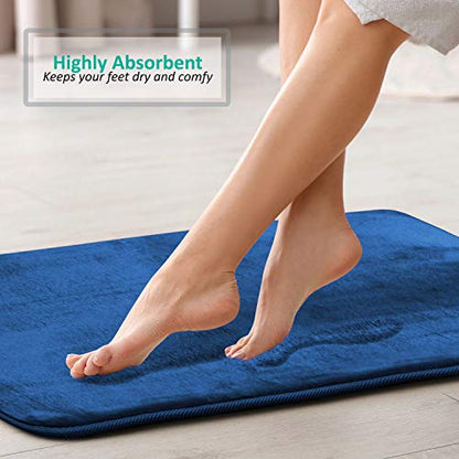 Clara Clark Bathroom Rugs, Ultra Soft Plush Bath Mat for Bathroom, Non-Slip, Velvet Memory Foam Bath Rugs, 17 x 24, Solid Royal Blue