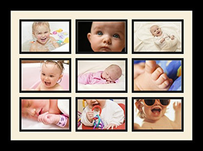 ArtToFrames Collage Photo Frame Single Mat with 9-4x6 Openings with Satin Black Frame and Black mat. - color: 9 - 4x6 - (2145), size: Black