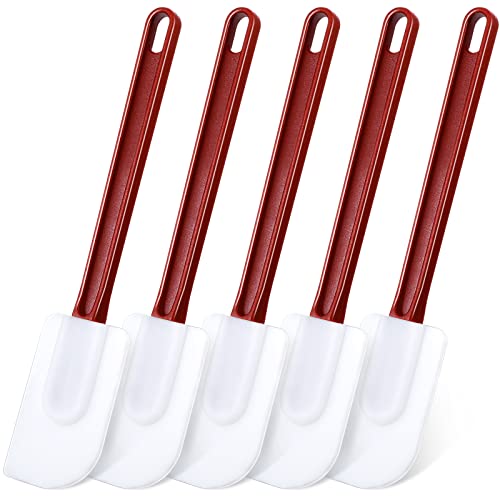 Meekoo 5 Pcs 14 Inch Rubber Spatula 500℉ High Heat Resistant Spatulas | Silicone Spatulas，for Baking Kitchen Cooking，Commercial Food Bpa Free Grade Non Stick Dishwasher Safe, Brown Red - color: Brown Red, size: 14 Inch