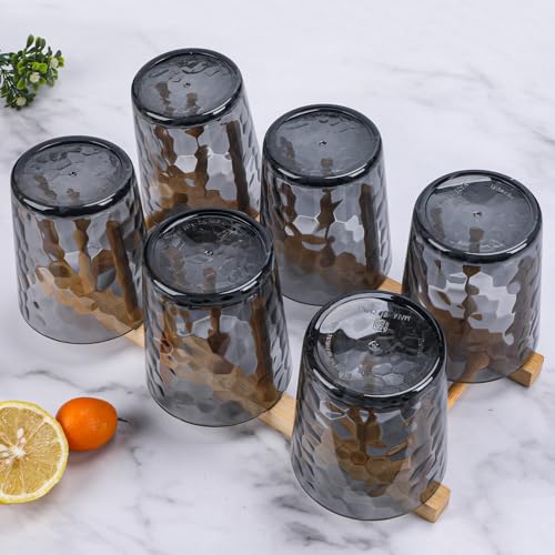 BPA-Free Plastic Tumblers 6 Pack (6x16oz) | Reusable Dishwasher Safe | Stackable Shatterproof Cups | Plastic Drinkware & Drinking Tumblers for Restaurant, Home, Party - color: Gray, size: 6-Pack