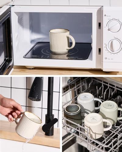 famiware Coffee Mug Set of 4, Star 12 oz Ceramic Mugs Cups Set with Handle | Stoneware Stackable Catering Cup for Coffee, Tea, Cappuccino, Latte, Microwave & Dishwasher Safe, White - color: Star-White, size: 4 Count (Pack of 1)