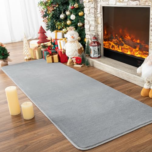 Przemy 2x6 Soft Runner Rug for Bedroom Living Room | Grey Washable Memory Foam Rugs, Modern Indoor Runner Carpet for Hallway Entryway Bedside Kids Boys Room Dorm Decor Mat - color: Grey, size: 2' x 6' (Runner)