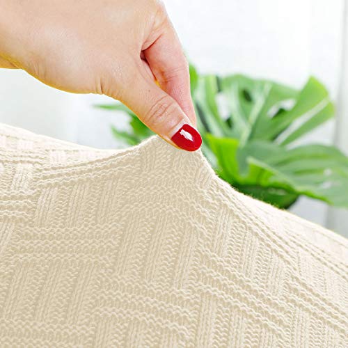 uxcell 100% Cotton Knit Throw Blanket, Cable Decors Beige 47x70 - color: Beige