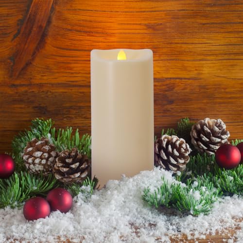 Large Outdoor Waterproof Flameless Candles with Remote and Timers, Battery Operated LED Flickering Pillar Candles, Long-Lasting, Ivory Plastic, D 4" x H 6", 1 Pack - color: 1 Pack-D4"x H6"