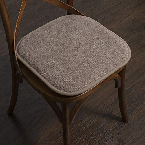 Sweet Home Collection Chair Cushion Memory Foam Pads Honeycomb Pattern Slip Non Skid Rubber Back Rounded Square 16" x 16" Seat Cover, 4 Pack, Alexis Chocolate - color: Alexis Chocolate, size: 4 Pack