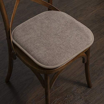 Sweet Home Collection Chair Cushion Memory Foam Pads Honeycomb Pattern Slip Non Skid Rubber Back Rounded Square 16" x 16" Seat Cover, 4 Pack, Alexis Chocolate - color: Alexis Chocolate, size: 4 Pack