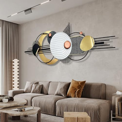 ERMOFAV 59" Large Wall Decor,3D Abstract Metal Wall Art for Living Room | 59x21in metal wall decor with layered metal texture, mounting hardware, two-way display - style: wall sculpture 2