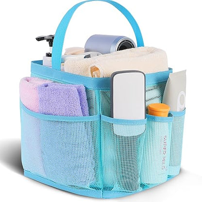EUDELE Mesh Shower Caddy Portable, 8-Pocket Large Capacity, Quick Dry, Easy Clean, Ideal for Beach, Swimming, Gym, Travel - color: All Ice Blue