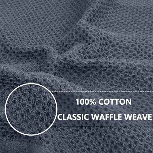 Homaxy 100% Cotton Waffle Weave Kitchen Dish Cloths, 4-Pack, Dark Grey | 12 x 12 Inches, Ultra Soft Absorbent Dish Towels, Quick Drying Dish Rags with Hanging Loop - color: Dark Grey, size: 12 X 12 - 4 Pack