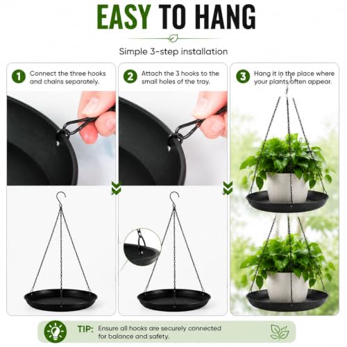 Window Plant Hanger 2 Pack, Black Metal Hanging Plant Shelf with Water Catcher Tray, Outdoor Hanging Planter Basket for Balcony, Patio & Indoor Home Decor - size: 9.8in-2Pack