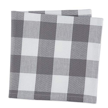 DII Buffalo Check Collection, Classic Farmhouse Cloth Napkin Set, 20x20, Gray & White, 6 Piece - color: Gray & White, size: 20" x 20" (Set of 6)