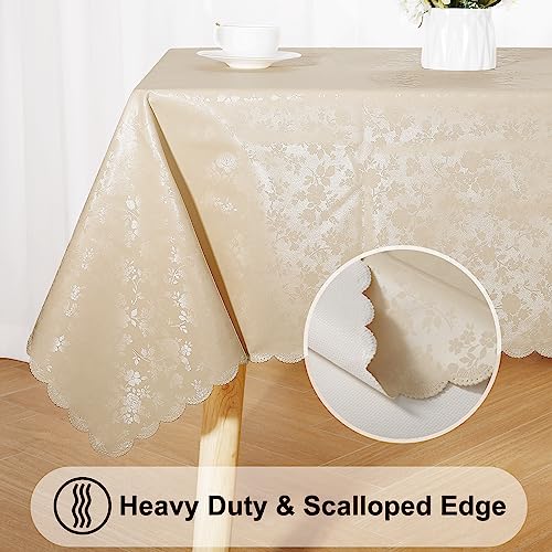 Smiry Rectangle Table Cloth, Waterproof Heavy Duty Vinyl Tablecloths, Wipeable Washable Table Cover for Kitchen and Dining Room (Beige, 60" X 84") (Pack of 2) - color: Beige, size: 84" x 60" (Rectangular) (Pack of 2)