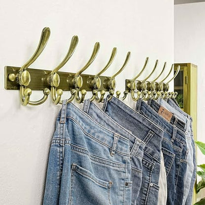 Coat Rack Wall Mount, Heavy Duty 12-Gauge Base vs Flimsy 1mm, Double-Thick Solid Anti-Snap Hooks, 16” Stud-Mount, Stainless Steel Hanger for Clothes Hat Entryway Closet Mudroom, Bronze - color: Bronze, size: L=17" (1pcs)